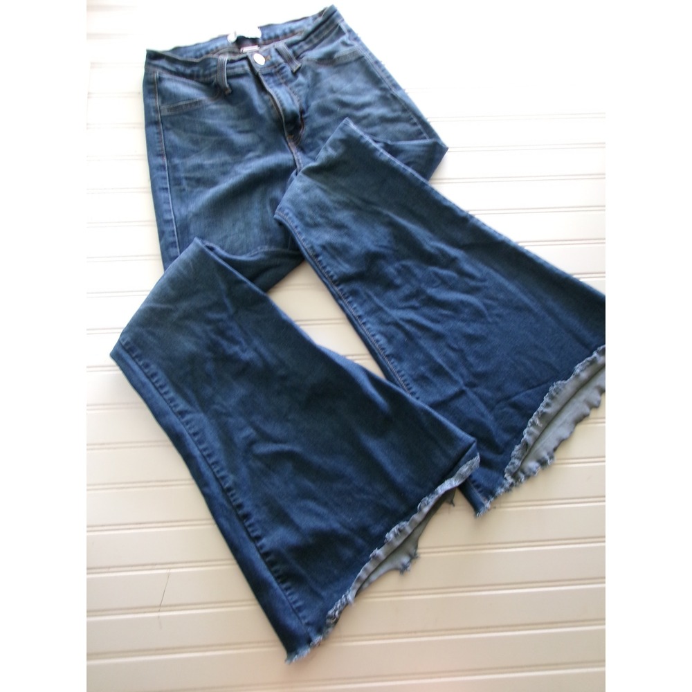 Judy Blue Womens High Waist Raw Hem Flare Bell Bottom Jeans Blue Size 5/27